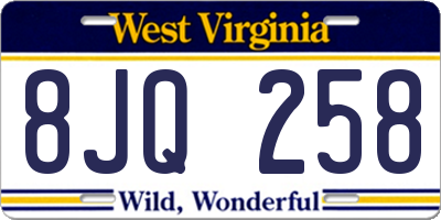 WV license plate 8JQ258