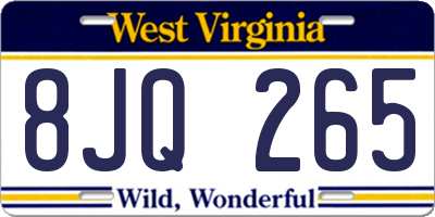 WV license plate 8JQ265