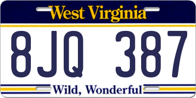 WV license plate 8JQ387