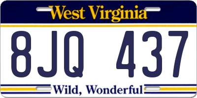 WV license plate 8JQ437
