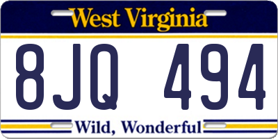 WV license plate 8JQ494