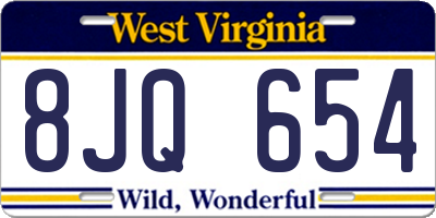 WV license plate 8JQ654