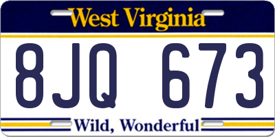 WV license plate 8JQ673