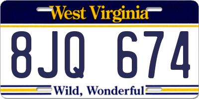 WV license plate 8JQ674