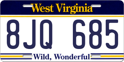 WV license plate 8JQ685