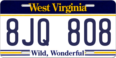 WV license plate 8JQ808