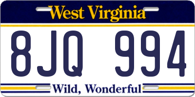 WV license plate 8JQ994