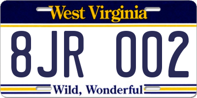 WV license plate 8JR002