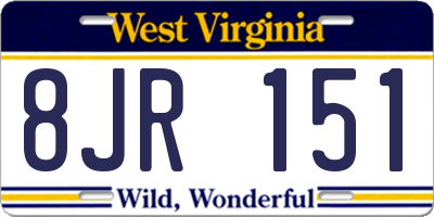 WV license plate 8JR151