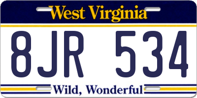 WV license plate 8JR534