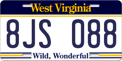 WV license plate 8JS088