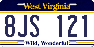 WV license plate 8JS121
