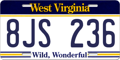 WV license plate 8JS236
