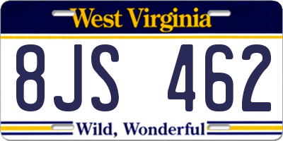 WV license plate 8JS462