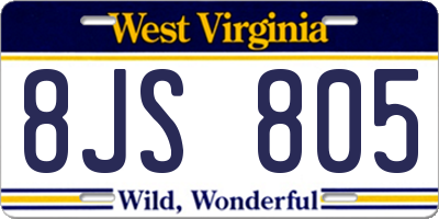 WV license plate 8JS805