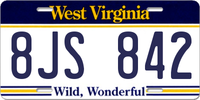 WV license plate 8JS842