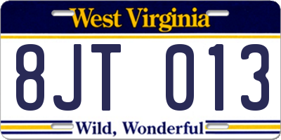 WV license plate 8JT013