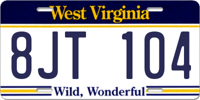 WV license plate 8JT104