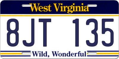 WV license plate 8JT135
