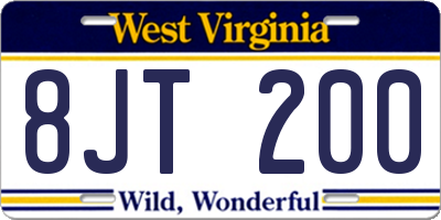 WV license plate 8JT200
