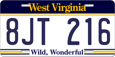 WV license plate 8JT216
