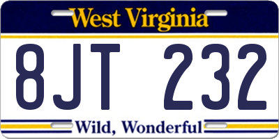 WV license plate 8JT232