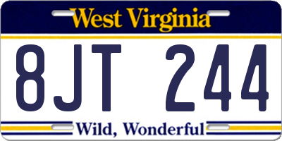 WV license plate 8JT244