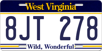 WV license plate 8JT278