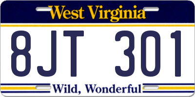 WV license plate 8JT301