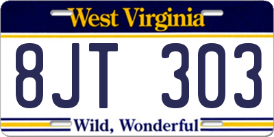 WV license plate 8JT303
