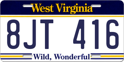 WV license plate 8JT416