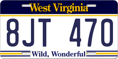 WV license plate 8JT470