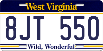 WV license plate 8JT550