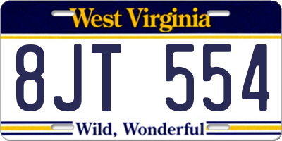 WV license plate 8JT554