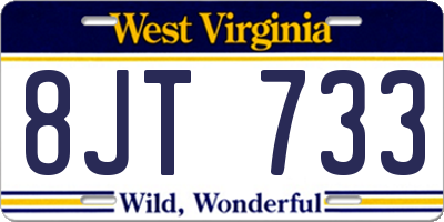 WV license plate 8JT733