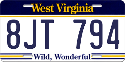 WV license plate 8JT794