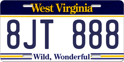 WV license plate 8JT888