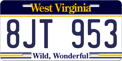 WV license plate 8JT953
