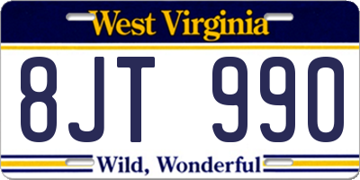 WV license plate 8JT990