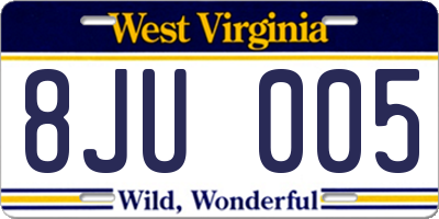 WV license plate 8JU005