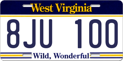 WV license plate 8JU100
