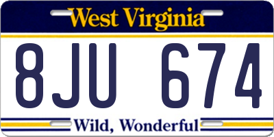 WV license plate 8JU674