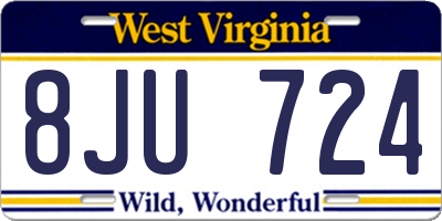 WV license plate 8JU724