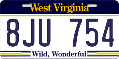 WV license plate 8JU754