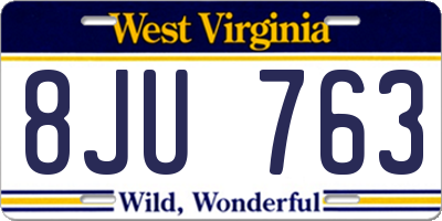 WV license plate 8JU763