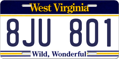 WV license plate 8JU801