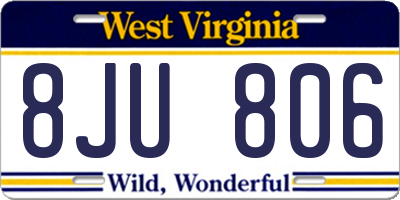 WV license plate 8JU806