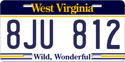 WV license plate 8JU812