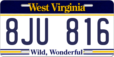 WV license plate 8JU816