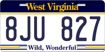 WV license plate 8JU827
